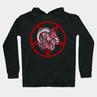 Black goat satanism pentagram Hoodie